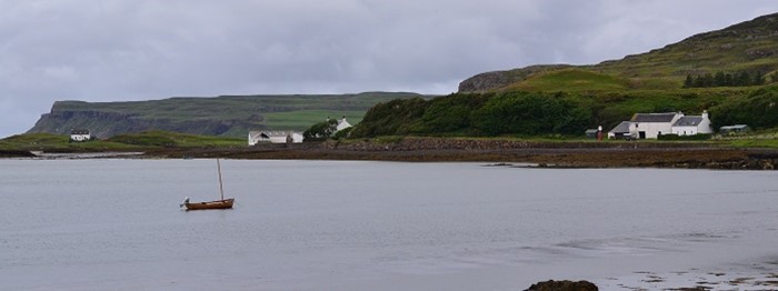 View of a coastline with a house